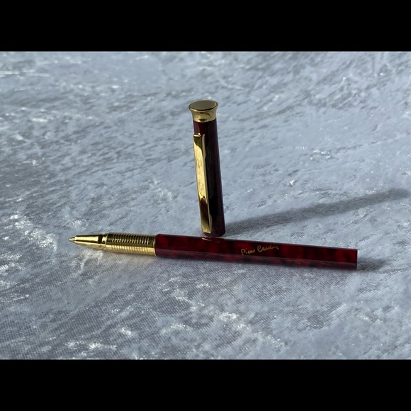 Pierre Cardin Pen Ballpoint Red Brown Gold Tone Swiss - Picture 2 of 8